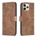 For iPhone 11 Pro Plaid Embossed Leather Phone Case(Brown)