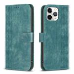 For iPhone 11 Pro Plaid Embossed Leather Phone Case(Green)