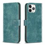 For iPhone 11 Pro Max Plaid Embossed Leather Phone Case(Green)