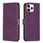 For iPhone 11 Pro Max Plaid Embossed Leather Phone Case(Purple)