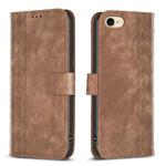 For iPhone SE 2022 / 7 / 8 Plaid Embossed Leather Phone Case(Brown)