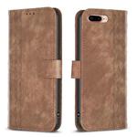 For iPhone 7 Plus / 8 Plus Plaid Embossed Leather Phone Case(Brown)