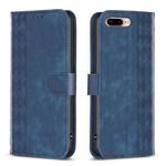 For iPhone 7 Plus / 8 Plus Plaid Embossed Leather Phone Case(Blue)