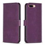 For iPhone 7 Plus / 8 Plus Plaid Embossed Leather Phone Case(Purple)