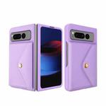 For Google Pixel Fold Litchi Texture Integrated Phone Case with Card Bag(Purple)