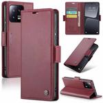 For Xiaomi 13 CaseMe 023 Butterfly Buckle Litchi Texture RFID Anti-theft Leather Phone Case(Wine Red)