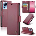 For Xiaomi 13 Lite CaseMe 023 Butterfly Buckle Litchi Texture RFID Anti-theft Leather Phone Case(Wine Red)