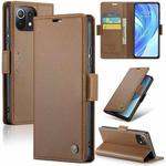 For Xiaomi Mi 11 Lite CaseMe 023 Butterfly Buckle Litchi Texture RFID Anti-theft Leather Phone Case(Brown)