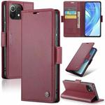 For Xiaomi Mi 11 Lite CaseMe 023 Butterfly Buckle Litchi Texture RFID Anti-theft Leather Phone Case(Wine Red)