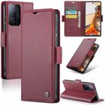 For Xiaomi 11T / 11T Pro CaseMe 023 Butterfly Buckle Litchi Texture RFID Anti-theft Leather Phone Case(Wine Red)