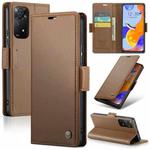 For Xiaomi Redmi Note 11 Pro Global CaseMe 023 Butterfly Buckle Litchi Texture RFID Anti-theft Leather Phone Case(Brown)