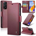 For Xiaomi Redmi Note 11 Pro Global CaseMe 023 Butterfly Buckle Litchi Texture RFID Anti-theft Leather Phone Case(Wine Red)