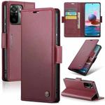 For Xiaomi Redmi Note 10 4G/Note 10S CaseMe 023 Butterfly Buckle Litchi Texture RFID Anti-theft Leather Phone Case(Wine Red)