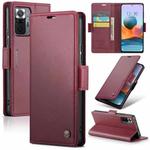 For Xiaomi Redmi Note 10 Pro 4G CaseMe 023 Butterfly Buckle Litchi Texture RFID Anti-theft Leather Phone Case(Wine Red)