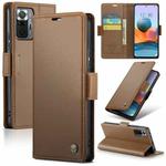 CaseMe 023 Butterfly Buckle Litchi Texture RFID Anti-theft Leather Phone Case For Xiaomi Redmi Note 10 Pro Max/Redmi Note 10 Pro 4G(Brown)
