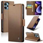 For Xiaomi Poco F5 5G/Redmi Note 12 Turbo 5G CaseMe 023 Butterfly Buckle Litchi Texture RFID Anti-theft Leather Phone Case(Brown)