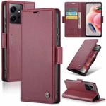 For Xiaomi Redmi Note 12 4G Global CaseMe 023 Butterfly Buckle Litchi Texture RFID Anti-theft Leather Phone Case(Wine Red)