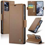 For Xiaomi 12T /12T Pro/Redmi K50 Ultra CaseMe 023 Butterfly Buckle Litchi Texture RFID Anti-theft Leather Phone Case(Brown)