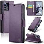 For Xiaomi 12T /12T Pro/Redmi K50 Ultra CaseMe 023 Butterfly Buckle Litchi Texture RFID Anti-theft Leather Phone Case(Pearly Purple)