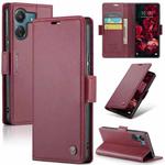 For Xiaomi Redmi 13C 4G / 13C 5G CaseMe 023 Butterfly Buckle Litchi Texture RFID Anti-theft Leather Phone Case(Wine Red)