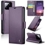 For Xiaomi 14 CaseMe 023 Butterfly Buckle Litchi Texture RFID Anti-theft Leather Phone Case(Pearly Purple)