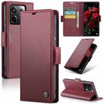 For Xiaomi Poco X6 5G CaseMe 023 Butterfly Buckle Litchi Texture RFID Anti-theft Leather Phone Case(Wine Red)
