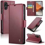 For Xiaomi Redmi Note 13 Pro+ 5G CaseMe 023 Butterfly Buckle Litchi Texture RFID Anti-theft Leather Phone Case(Wine Red)