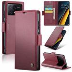 For Xiaomi Poco X6 Pro 5G/Redmi K70E 5G CaseMe 023 Butterfly Buckle Litchi Texture RFID Anti-theft Leather Phone Case(Wine Red)