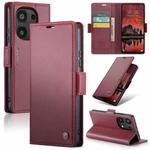 For Xiaomi Redmi Note 13 Pro 4G CaseMe 023 Butterfly Buckle Litchi Texture RFID Anti-theft Leather Phone Case(Wine Red)