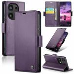 For Xiaomi Redmi Note 13 Pro 4G CaseMe 023 Butterfly Buckle Litchi Texture RFID Anti-theft Leather Phone Case(Pearly Purple)