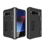 For Google Pixel Fold Twill Texture Integrated Shockproof Phone Case with Holder(Black)