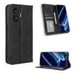 For Realme GT Neo5 SE Magnetic Buckle Retro Texture Leather Phone Case(Black)