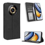 For Realme 11 Pro / 11 Pro+ Magnetic Buckle Retro Texture Leather Phone Case(Black)