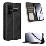 For Realme GT5 5G Magnetic Buckle Retro Texture Leather Phone Case(Black)