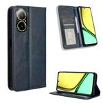 For Realme 12 Lite 4G Magnetic Buckle Retro Texture Leather Phone Case(Blue)