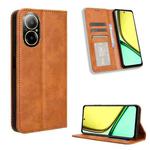 For Realme 12 Lite 4G Magnetic Buckle Retro Texture Leather Phone Case(Brown)
