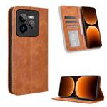 For Realme GT 7 Pro 5G Magnetic Buckle Retro Texture Leather Phone Case(Brown)