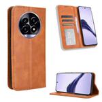 For Realme 14 Pro Lite 5G Magnetic Buckle Retro Texture Leather Phone Case(Brown)