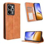 For Realme 14 5G Magnetic Buckle Retro Texture Leather Phone Case(Brown)