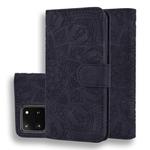 For Samsung Galaxy S20 Ultra Embossed Sunflower Pattern Horizontal Flip PU Leather Case with Holder & Card Slots & Wallet & Lanyard(Black)