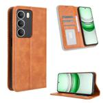 For Realme 14x 5G Malaysia / V70 Magnetic Buckle Retro Texture Leather Phone Case(Brown)