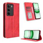 For Realme C71 4G Magnetic Buckle Retro Texture Leather Phone Case(Red)