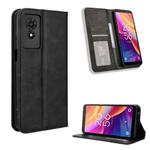 For TCL 501 4G Magnetic Buckle Retro Texture Leather Phone Case(Black)