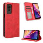 For TCL 501 4G Magnetic Buckle Retro Texture Leather Phone Case(Red)