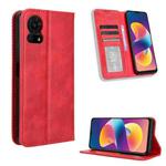 For TCL 50 LE Magnetic Buckle Retro Texture Leather Phone Case(Red)