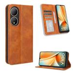 For vivo Y100 5G Magnetic Buckle Retro Texture Leather Phone Case(Brown)