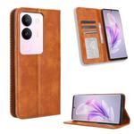 For vivo S17 5G / S17 Pro Magnetic Buckle Retro Texture Leather Phone Case(Brown)