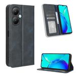 For vivo Y35+ 5G Magnetic Buckle Retro Texture Leather Phone Case(Blue)