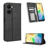 For vivo Y16 / iQOO Z7i Magnetic Buckle Retro Texture Leather Phone Case(Black)
