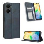For vivo Y16 / iQOO Z7i Magnetic Buckle Retro Texture Leather Phone Case(Blue)